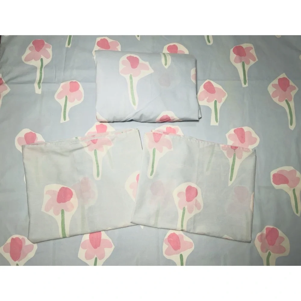 Vtg Marimekko‎ Nurimikko Sheet Set 4pc Double/Full Floral Flowers Pink Dan River